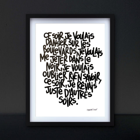 Ce soir I Œuvre originale encadrée de L’oiseau noir 30x42