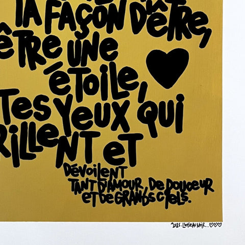 Contempler les étoiles I Œuvre originale de L’oiseau noir 37x48