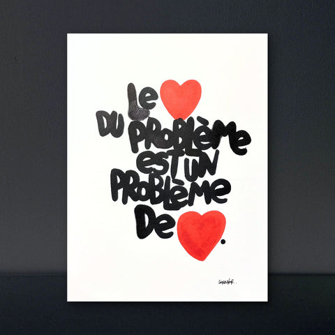 Cœur du problème I Œuvre originale de L’oiseau noir 30x42