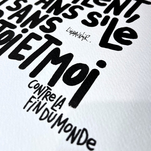 Contre la fin du monde I Œuvre originale encadrée de L’oiseau noir 30x42