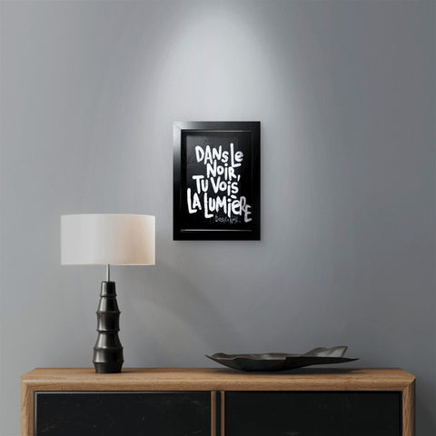 Dans le noir I Œuvre originale encadrée de L’oiseau noir 13x18