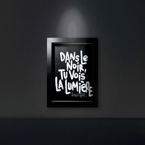 Dans le noir I Œuvre originale encadrée de L’oiseau noir 13x18