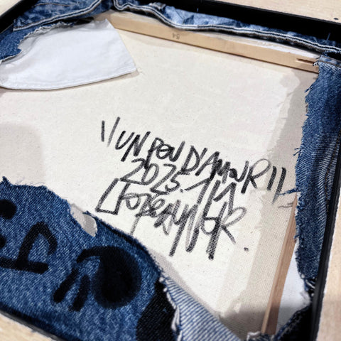 Dans les poches I Œuvre originale encadrée de L’oiseau noir 30x30