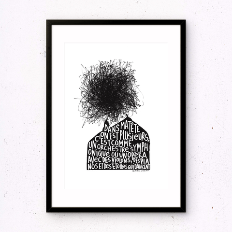 Dans ma tête I Œuvre originale encadrée de L’oiseau noir 30x40