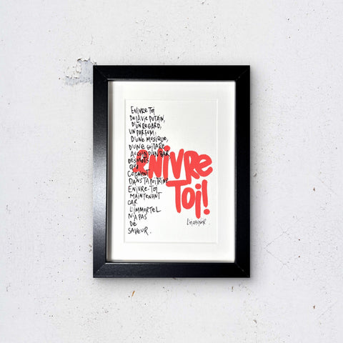 Enivre-toi (Red) I Œuvre originale encadrée de L’oiseau noir I 18x13