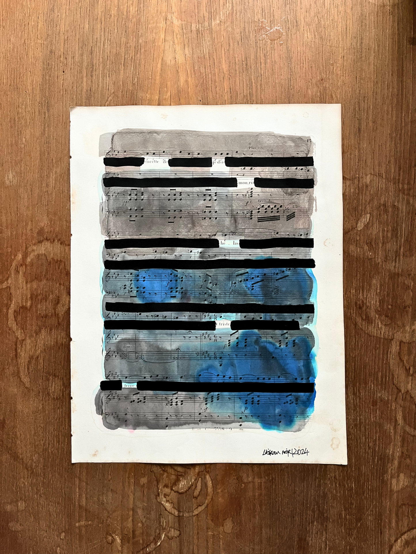 Affiche originale / poésie sur partition "En cette île je dois mourir"