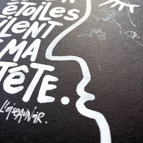 Filent dans ma tête I Œuvre originale encadrée de L’oiseau noir 30 x 42