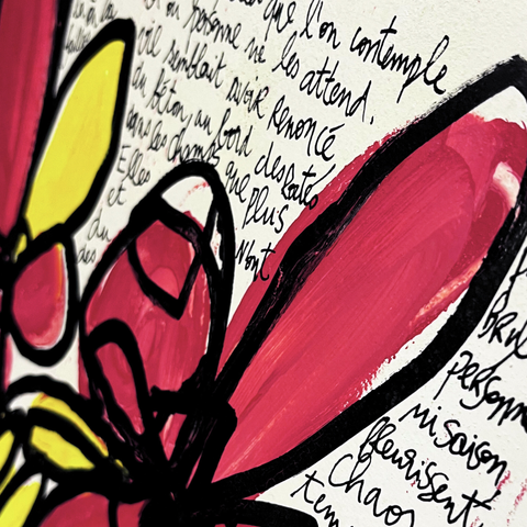 Fleurs sauvages I Œuvre originale encadrée de L’oiseau noir 42x52