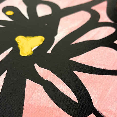 Fleurs sauvages I Œuvre originale sur toile et caisse américaine de L’oiseau noir 60x80