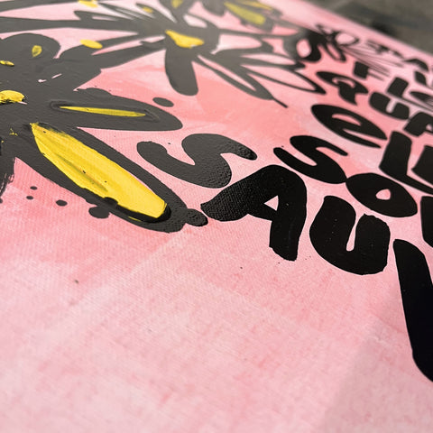 Fleurs sauvages I Œuvre originale sur toile et caisse américaine de L’oiseau noir 60x80