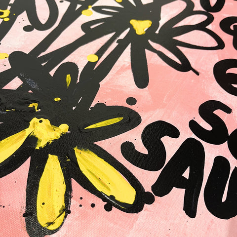 Fleurs sauvages I Œuvre originale sur toile et caisse américaine de L’oiseau noir 60x80