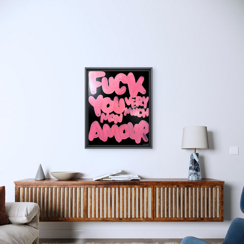 FUCK YOU MON AMOUR I Œuvre originale sur toile de L’oiseau noir 38x46