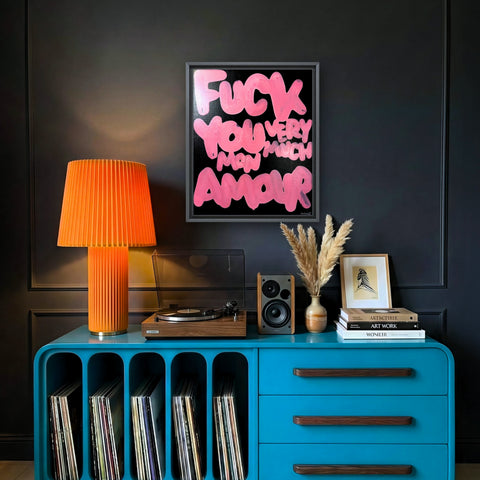 FUCK YOU MON AMOUR I Œuvre originale sur toile de L’oiseau noir 38x46