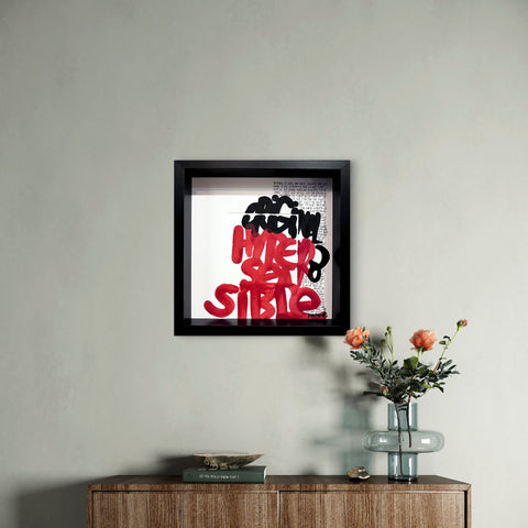 Hypersensible 5 I Œuvre originale encadrée de L’oiseau noir 25x25