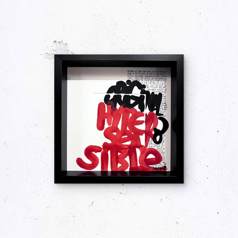 Hypersensible 5 I Œuvre originale encadrée de L’oiseau noir 25x25