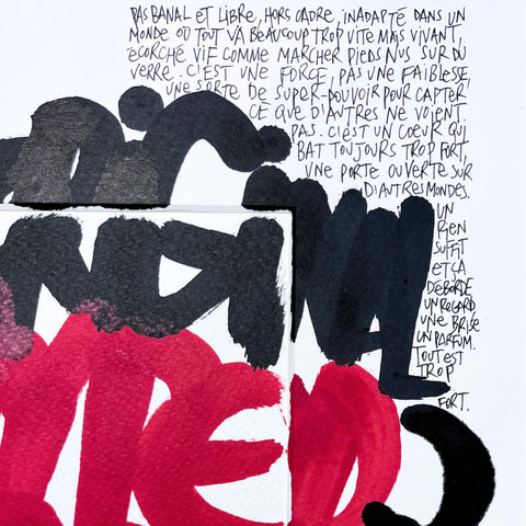 Hypersensible 5 I Œuvre originale encadrée de L’oiseau noir 25x25