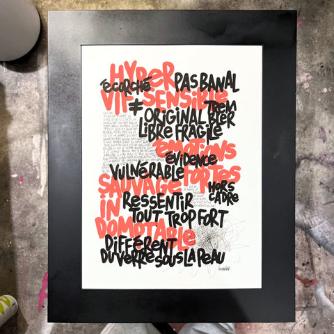 Hypersensible 6 I Œuvre originale encadrée de L’oiseau noir 32x42