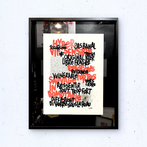 Hypersensible 6 I Œuvre originale encadrée de L’oiseau noir 32x42