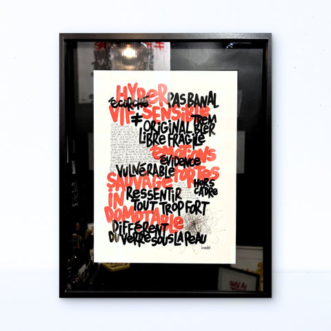 Hypersensible 6 I Œuvre originale encadrée de L’oiseau noir 32x42