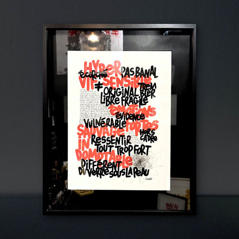 Hypersensible 6 I Œuvre originale encadrée de L’oiseau noir 32x42