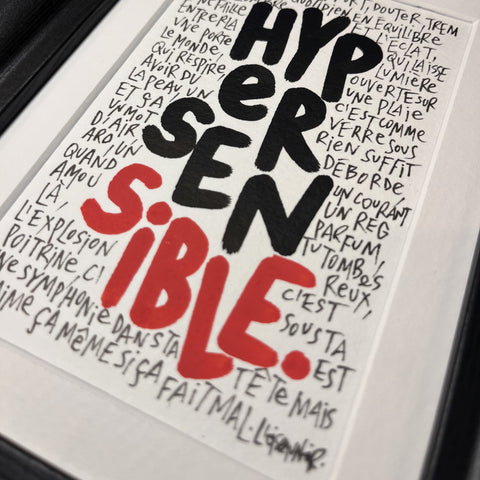 Hypersensible I Œuvre originale encadrée de L’oiseau noir I 18x13