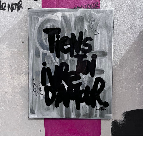 Ivre I Œuvre originale sur toile de L’oiseau noir 27x35