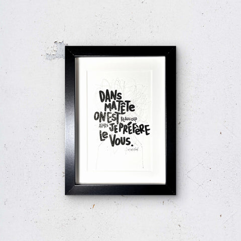 Je préfère le vous I Œuvre originale encadrée de L’oiseau noir I 18x13