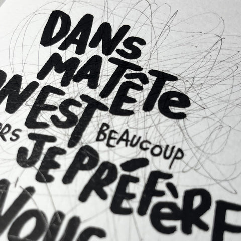 Je préfère le vous I Œuvre originale encadrée de L’oiseau noir I 18x13