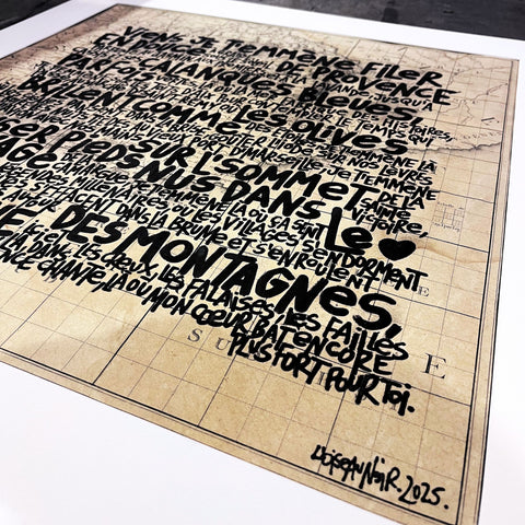 Je t'emmène en Provence I Œuvre originale encadrée de L’oiseau noir 56x56