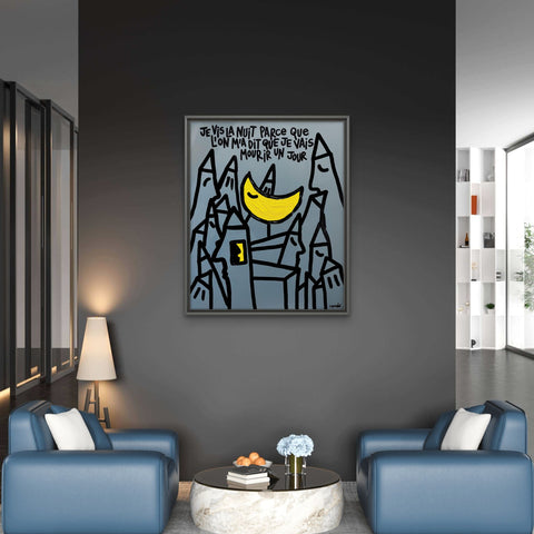 Je vis la nuit I Œuvre originale sur toile de L’oiseau noir 50x61