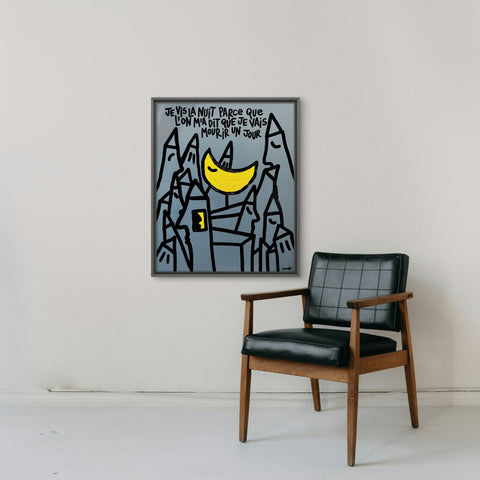 Je vis la nuit I Œuvre originale sur toile de L’oiseau noir 50x61