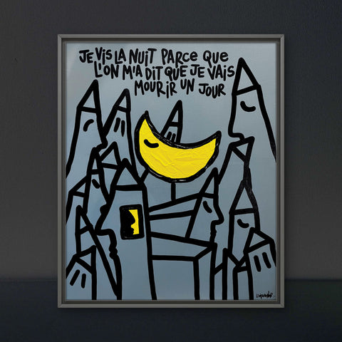 Je vis la nuit I Œuvre originale sur toile de L’oiseau noir 50x61