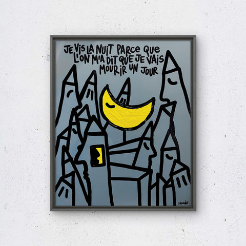 Je vis la nuit I Œuvre originale sur toile de L’oiseau noir 50x61