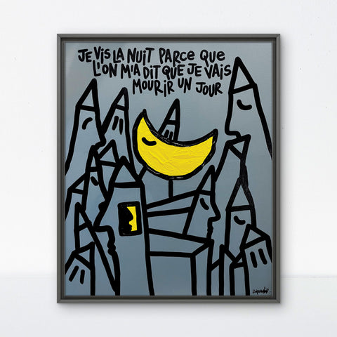 Je vis la nuit I Œuvre originale sur toile de L’oiseau noir 50x61