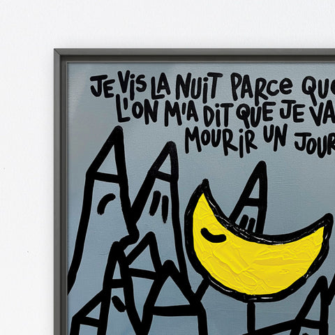 Je vis la nuit I Œuvre originale sur toile de L’oiseau noir 50x61