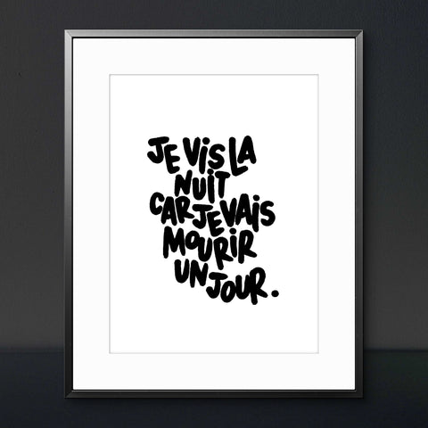 Affiche reproduction "Je vis la nuit" 50 exemplaires numérotés et signés 30x40