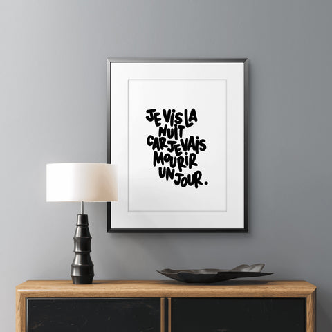 Affiche reproduction "Je vis la nuit" 50 exemplaires numérotés et signés 30x40