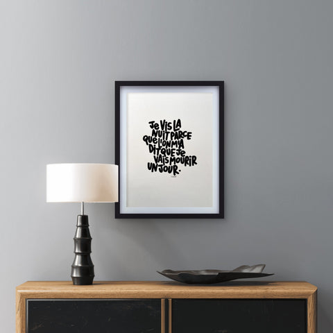 Je vis la nuit 3 I Œuvre originale encadrée de L’oiseau noir 30x42