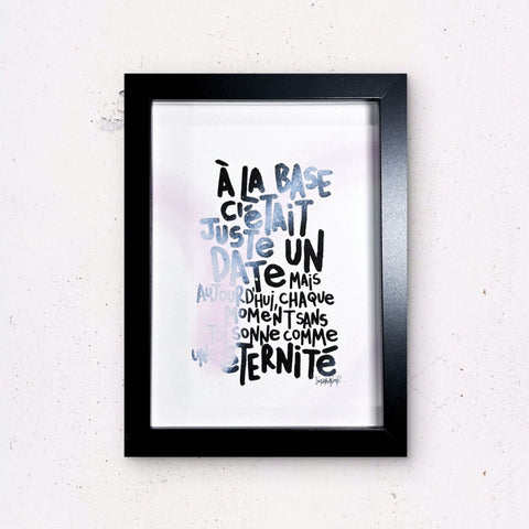 Juste un date I Œuvre originale encadrée de L’oiseau noir