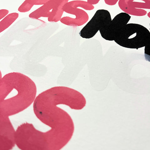 J'écris en rose I Œuvre originale de L’oiseau noir 30x42