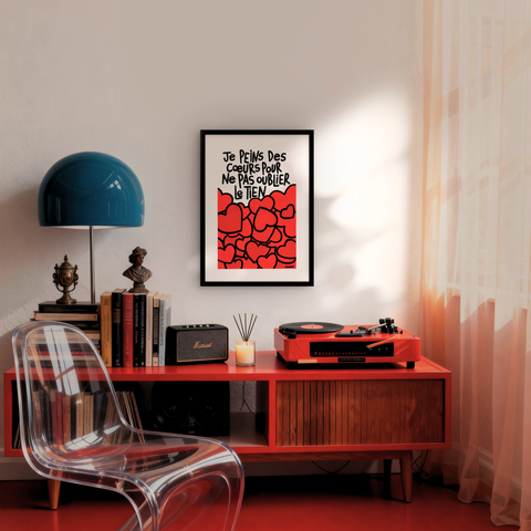 Affiche reproduction "Je peins des cœurs" 100 exemplaires numérotés et signés 30x40