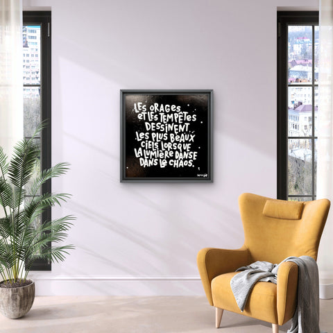 La beauté danse I Œuvre originale sur toile et caisse américaine de L’oiseau noir 50x50