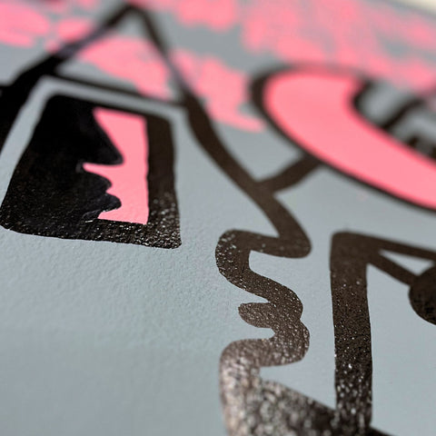 La lune éclaire le fou I Œuvre originale encadrée de L’oiseau noir 60x90