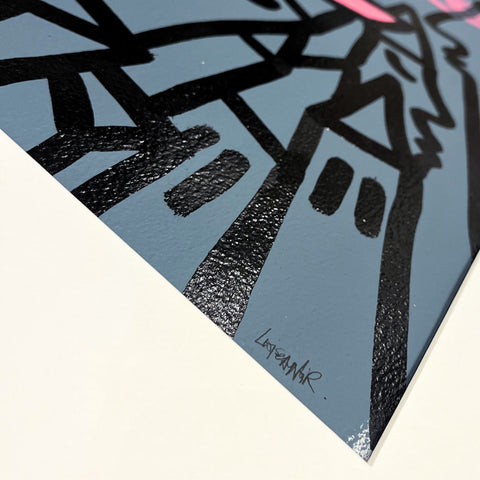 La lune éclaire le fou I Œuvre originale encadrée de L’oiseau noir 60x90