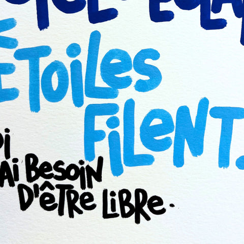 La mer est forte I Œuvre originale de L’oiseau noir 30x42