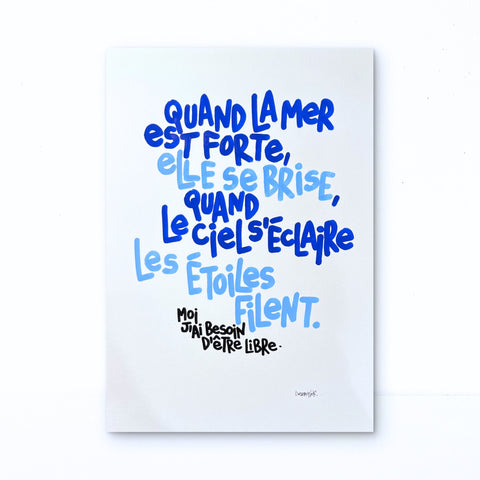 La mer est forte I Œuvre originale de L’oiseau noir 30x42