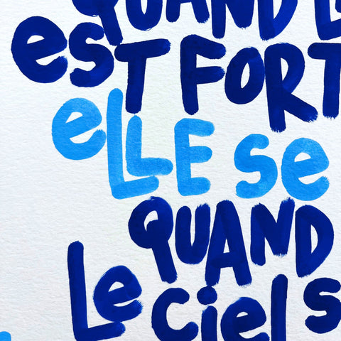 La mer est forte I Œuvre originale de L’oiseau noir 30x42