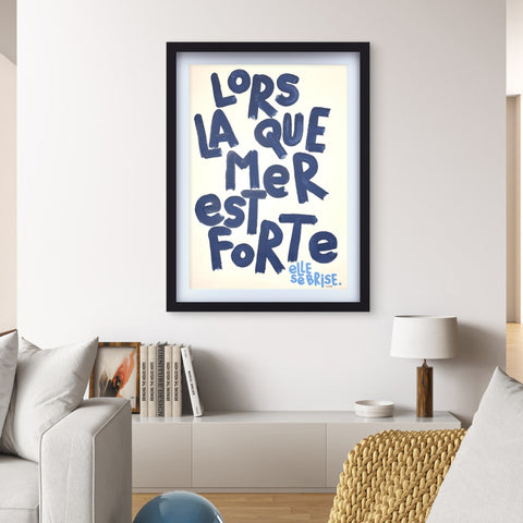 La mer est forte 2 I Œuvre originale encadrée de L’oiseau noir 58x80