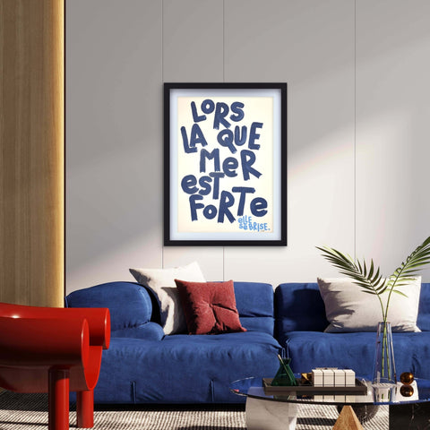 La mer est forte 2 I Œuvre originale encadrée de L’oiseau noir 58x80