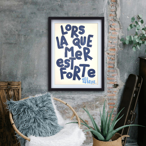 La mer est forte 2 I Œuvre originale encadrée de L’oiseau noir 58x80